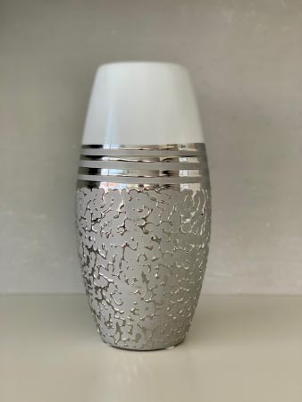 Vase Keramik "St. Louis" weiß silber